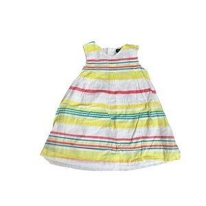 Baby Gap Toddler Girls Striped Summer Dress Size 3 Years White Yellow Coral Gree